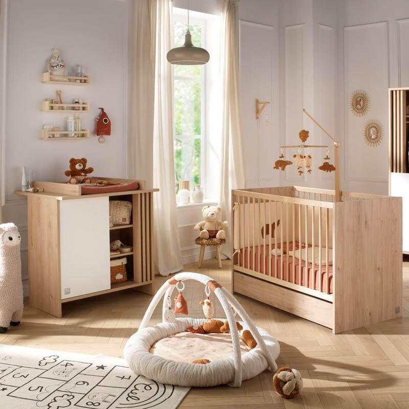 Chambre Duo Tokyo Blanc Lit bébé 60x120cm + Commode - sauthon