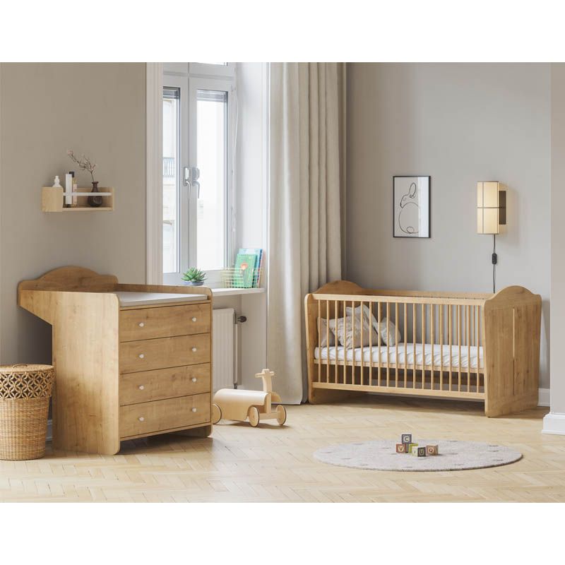 Chambre Duo Megève Lit bébé évolutif 70x140cm + Commode à langer - vox