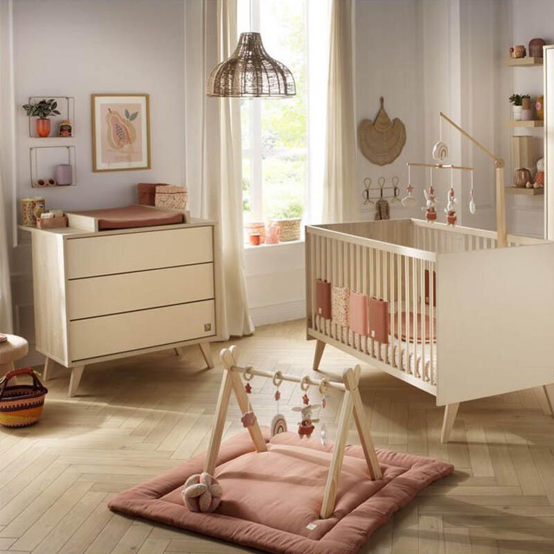 Chambre Duo Mélinée Lit bébé évolutif 70x140cm Commode - sauthon