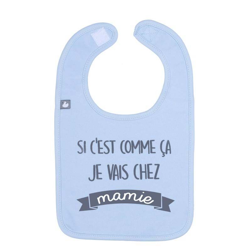 Bavoir Je Vais Chez Mamie Bleu Ciel - bb&co