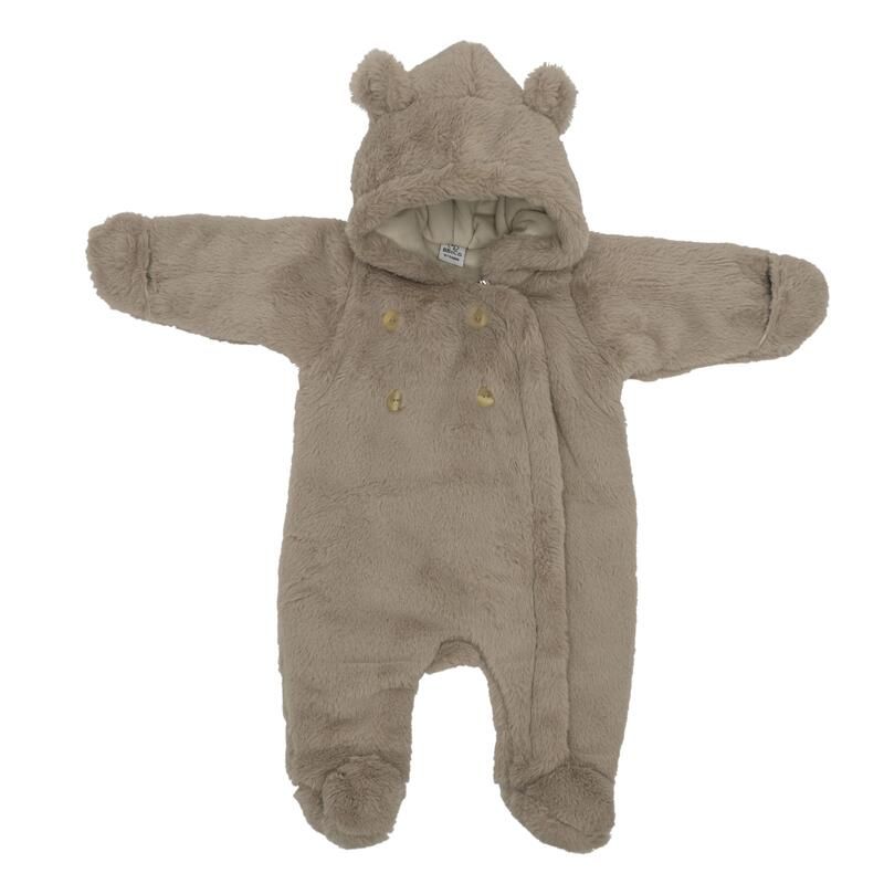 Combi pilote ours fausse fourrure Angora 0-3m Beige - bb&co