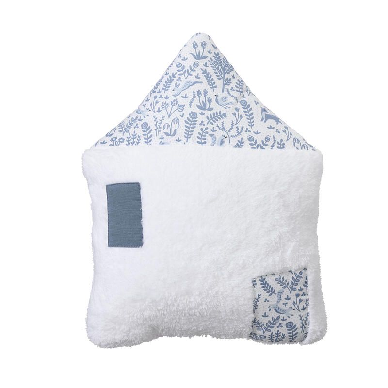 Coussin Forme Maison Foret Enchantee Blanc Bleu - bb&co