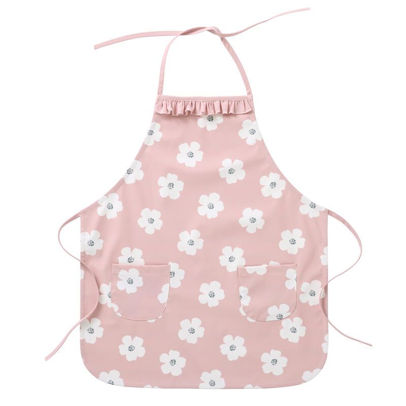 Tablier De Cuisine Froufrou A Fleurs 3-6a Rose Blanc - bb&co