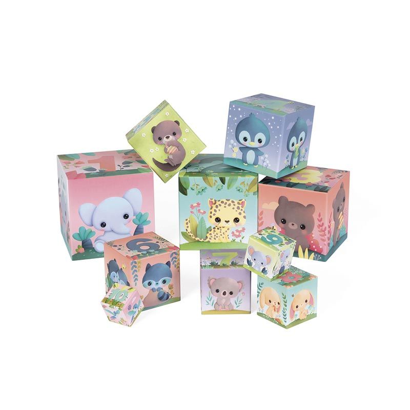 Pyramide Carree Les Animaux Tous Mignons Multicolore - janod