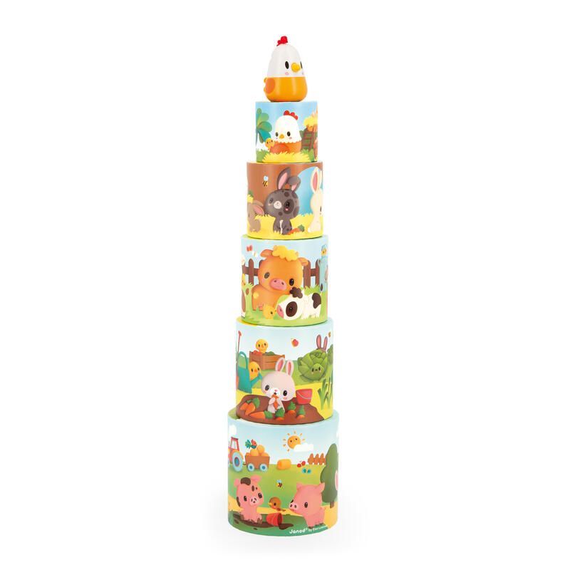 Ma Premiere Pyramide Poule Ferme Multicolore - janod