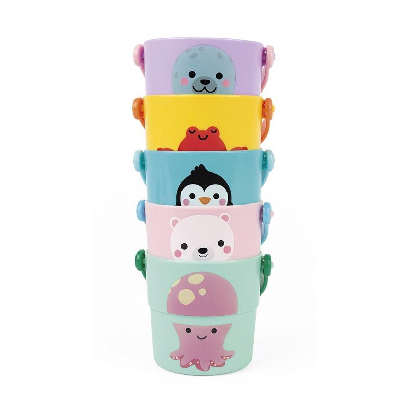 5 Seaux Dactivites Multicolore Janod Bain - janod