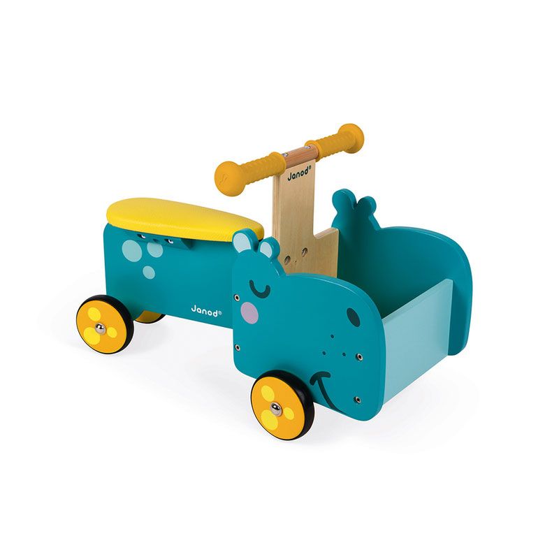 Porteur Hippo Bleu Jaune - janod