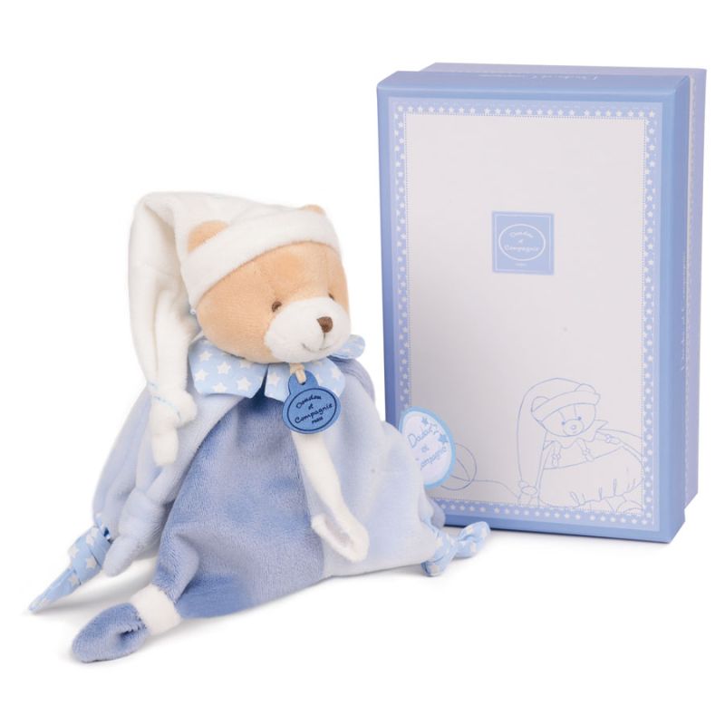 Doudou Attache-sucette Petit Chou Doudou Iconique 17cm Bleu - doudou et compagnie