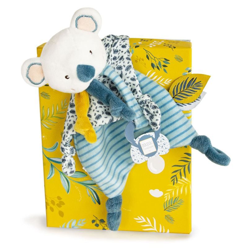 Doudou Yoca Le Koala Attache-sucette Doudou Sensoriel 20cm Blanc - doudou et compagnie