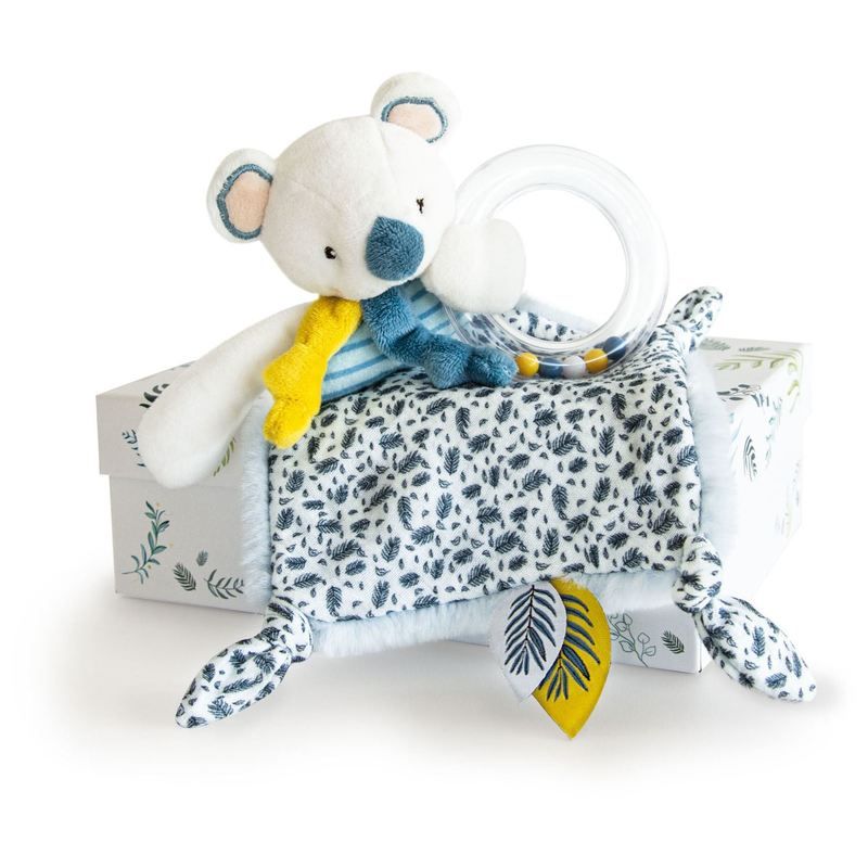 Doudou Hochet Yoca Le Koala Doudou Sensoriel 22cm Blanc - doudou et compagnie
