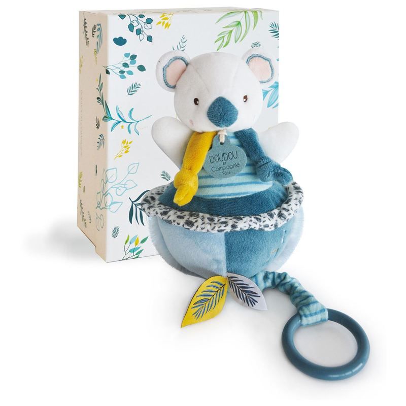 Yoca Le Koala Boite A Musique Doudou Sensoriel 20cm Blanc - doudou et compagnie