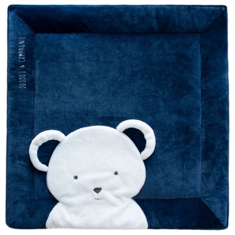 Tapis De Parc Tapidou Doudou... Et Compagnie 100x100cm Ours Bleu - doudou et compagnie