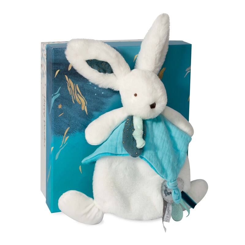 Doudou Pompon Paon Happy Pop Doudou Sensoriel 25cm Blanc - doudou et compagnie