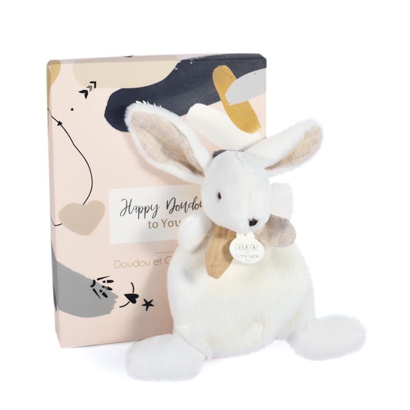 Doudou Happy Wild Doudou Sensoriel 17cm Blanc - doudou et compagnie