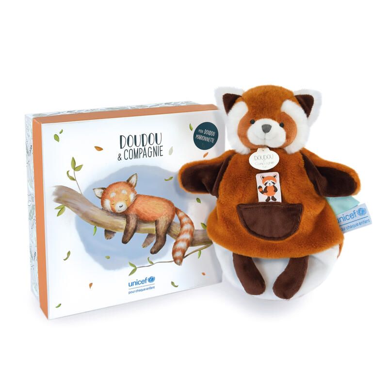 Doudou Panda Roux Marionnette Doudou Sengage 25 cm Orange - doudou et compagnie