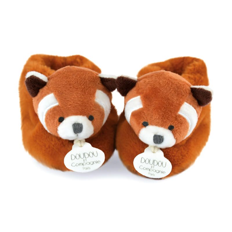 Chaussons Doudou Sengage 0-6m Panda Roux - doudou et compagnie