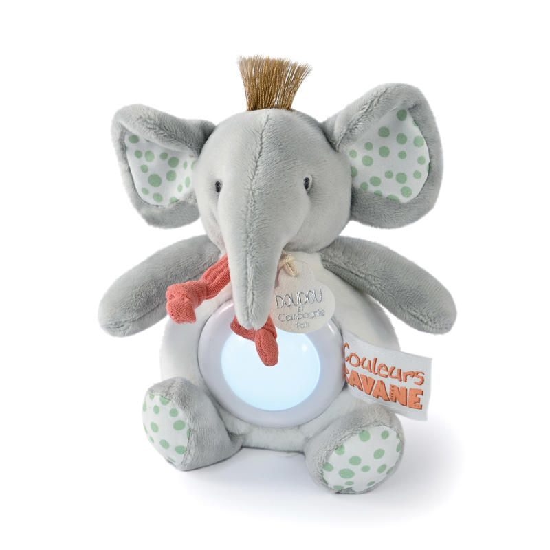 Veilleuse Doudou Raconte 15cm Elephant Gris - doudou et compagnie