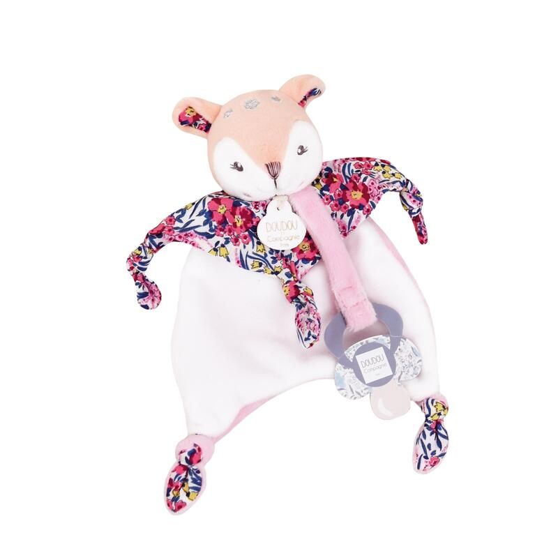 Doudou Attache Sucette Bohaime Faon Doudou Sensoriel 20cm Rose - doudou et compagnie