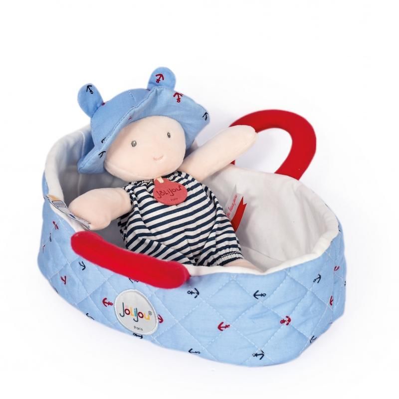 Poupon Couffin Matelasse Mathis Jolijou Explore 20cm Bleu - jolijou