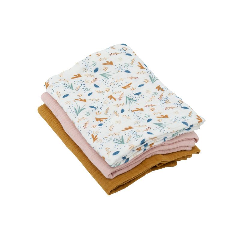 Lot 3 Langes Bambou 1 Imp+ 2uni Rose Caramel 60x60 Cm 1 Imprime + 2uni Rose Caramel Domiva 1 Imprime + 2uni Rose Caramel - domiva