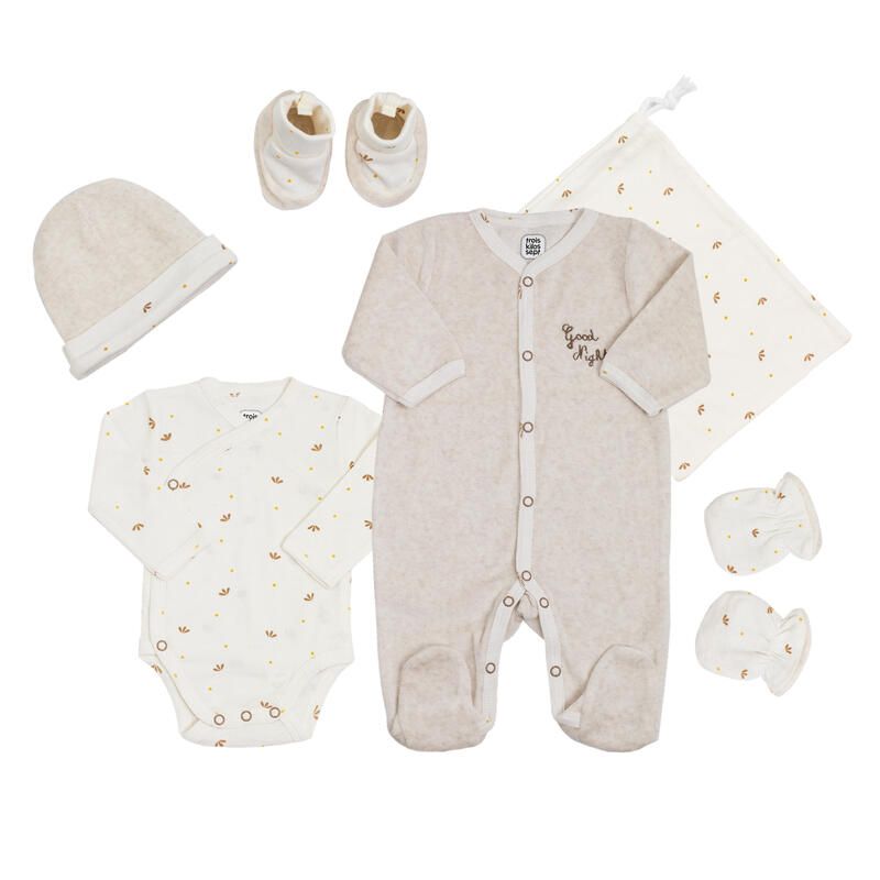 Kit Naissance 6 Pcs - Good Night 1m Ecru - trois kilos sept