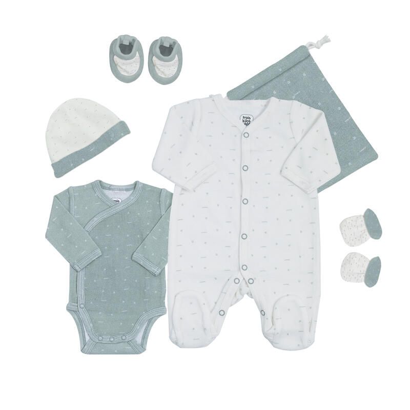 Kit Naissance 6 Pcs 0m Vert Sauge - trois kilos sept