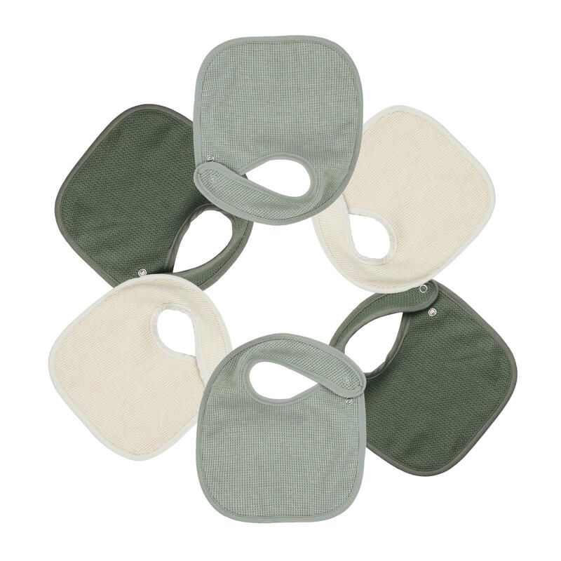 6 Bavoirs Naissance -nid Dabeille 18x21cm Vert Sauge - trois kilos sept