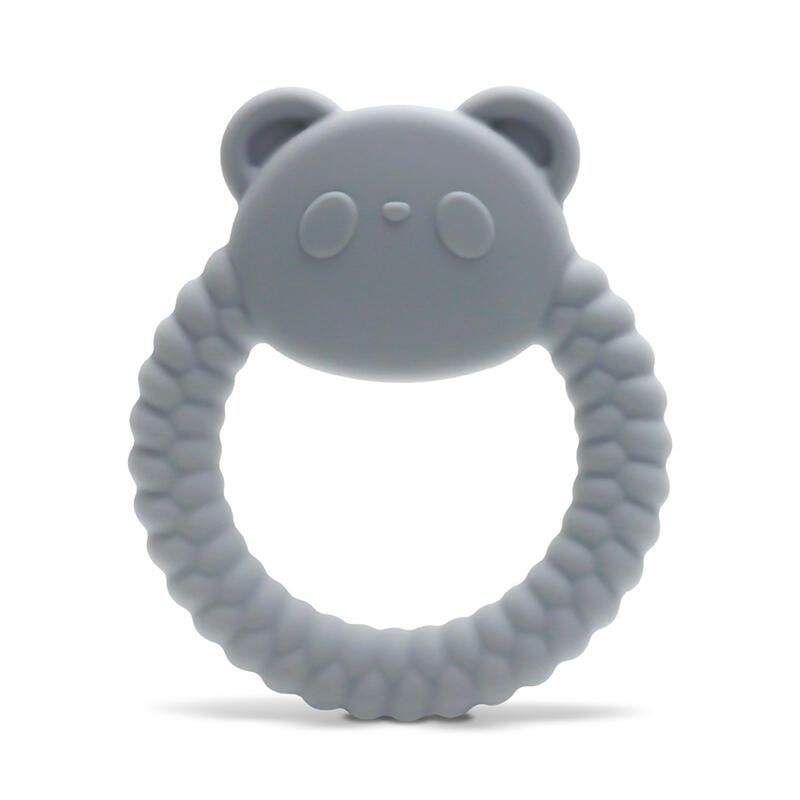 Hochet De Dentition Silicone Panda Gris - lorelli