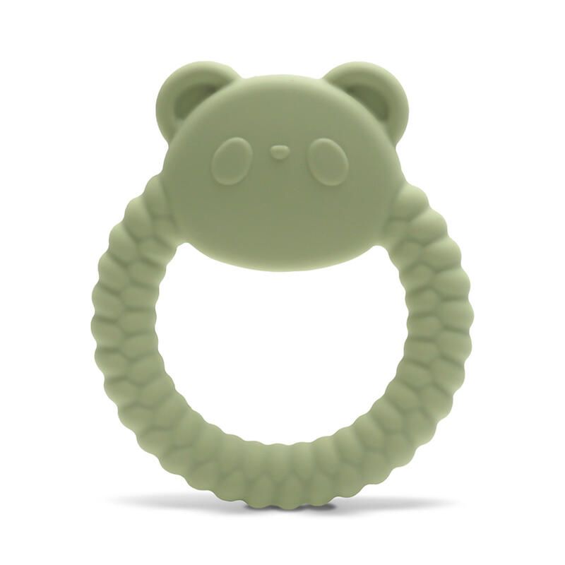 Hochet De Dentition Silicone Panda Vert - lorelli