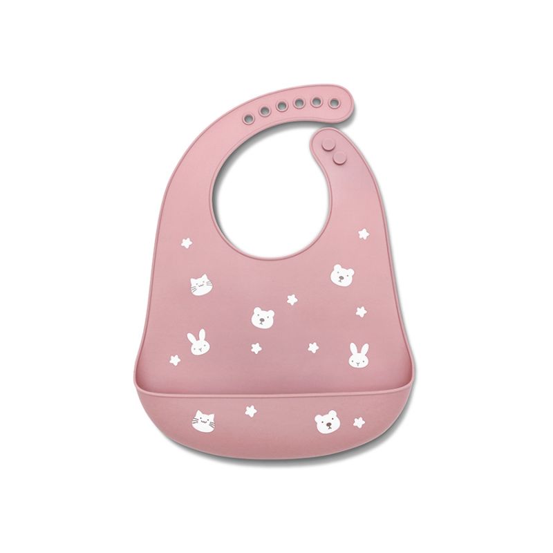 Bavoir en silicone avec récupérateur Rose - lorelli