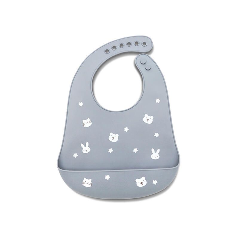 Bavoir en silicone avec récupérateur Gris - lorelli