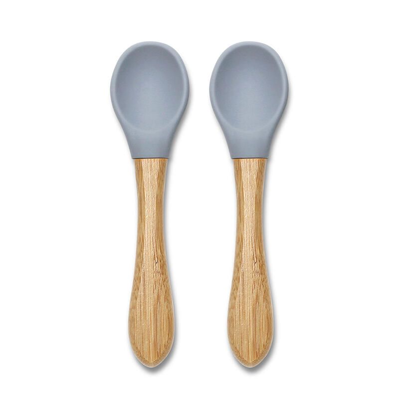Lot de 2 cuillères en silicone et bambou Gris - lorelli