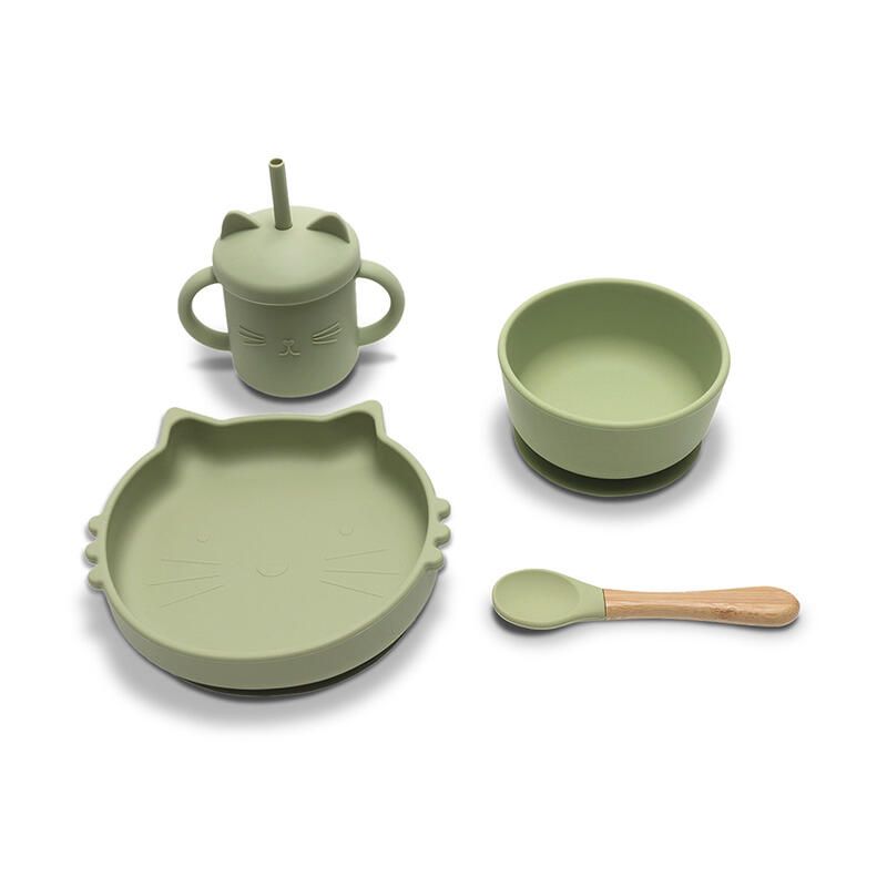 Set repas 4 pièces en silicone Vert - lorelli