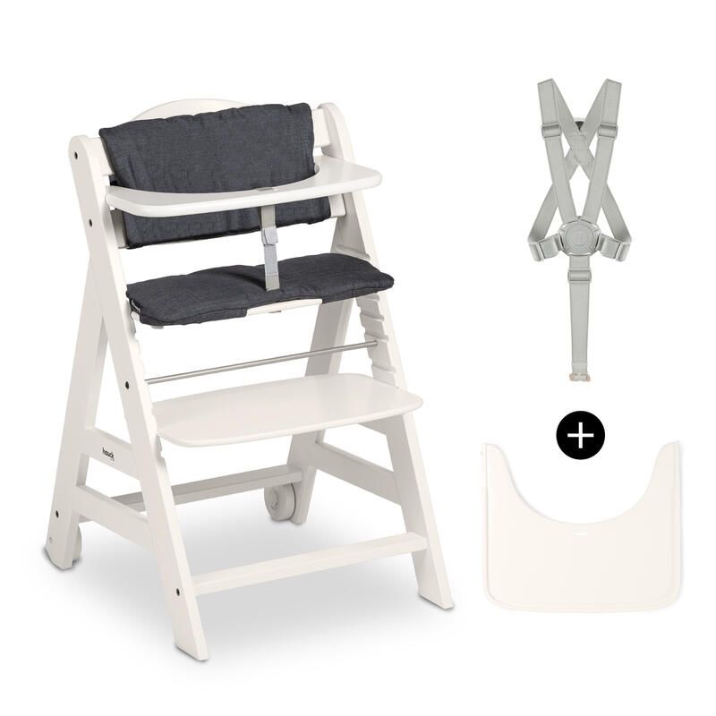 Chaise Haute Beta+ Blanc avec accessoires - hauck