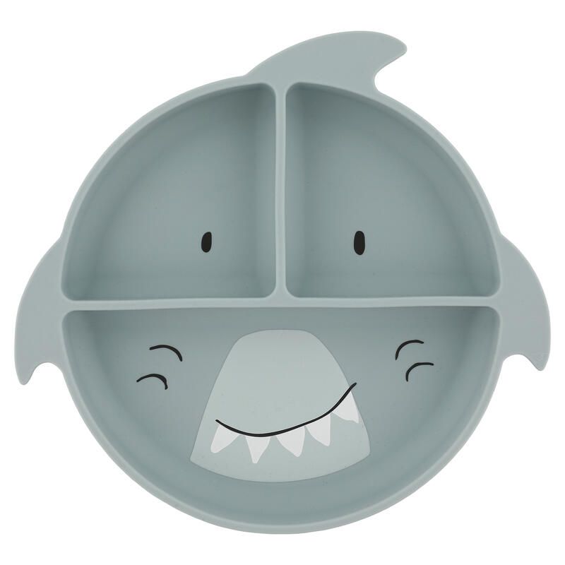 Assiette Ventouse En Sili Et Compartiments Mr. Shark Bleu - trixie