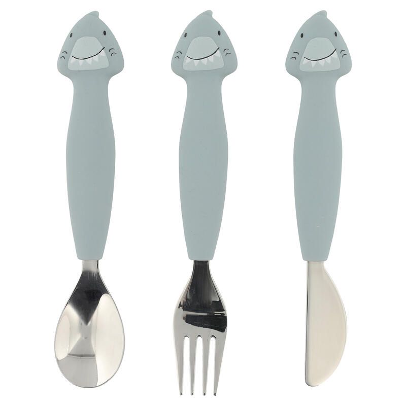 Couverts 3 Pcs En Silicone Mr. Shark Bleu - trixie