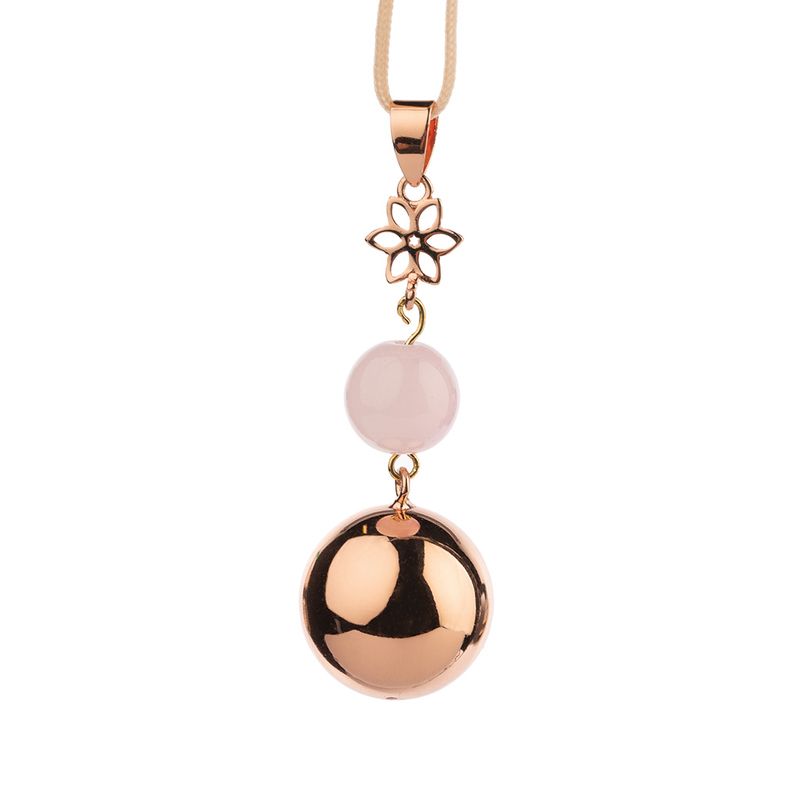 Bijou Grossesse Bola - Design Or Rose Avec Pendant Fleur Et Perle Rosee Champagne - bola