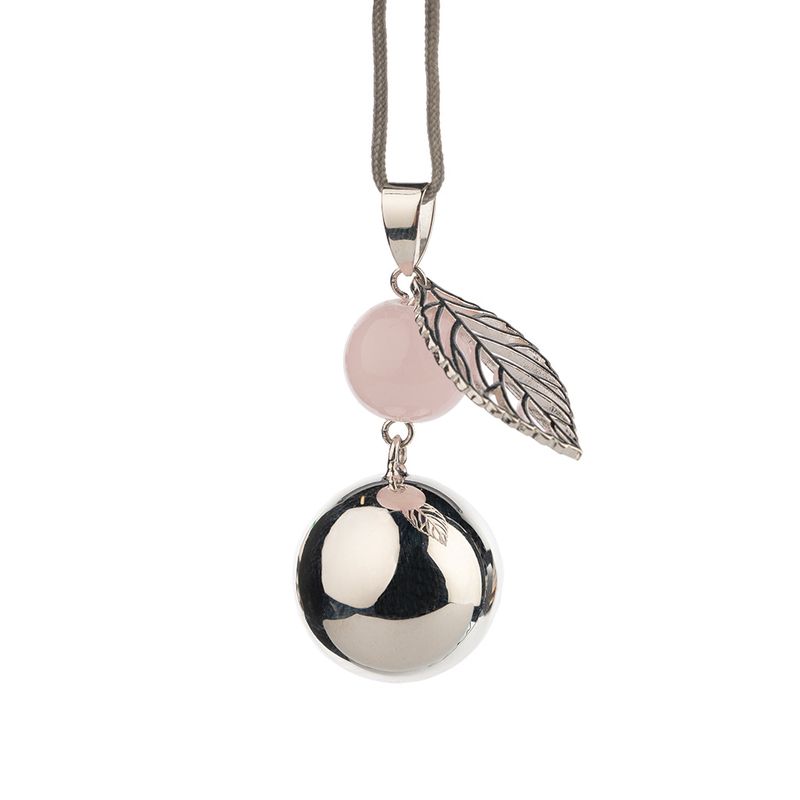 Bijou Grossesse Bola - Design Argent Avec Grigri Feuille Et Perle Rosee Gris - bola