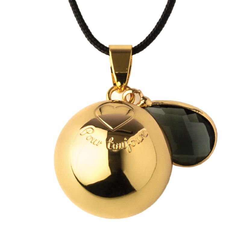 Bijou Grossesse Bola - Doree Avec Pierre Et Gravure We Love You Forever Noir - bola