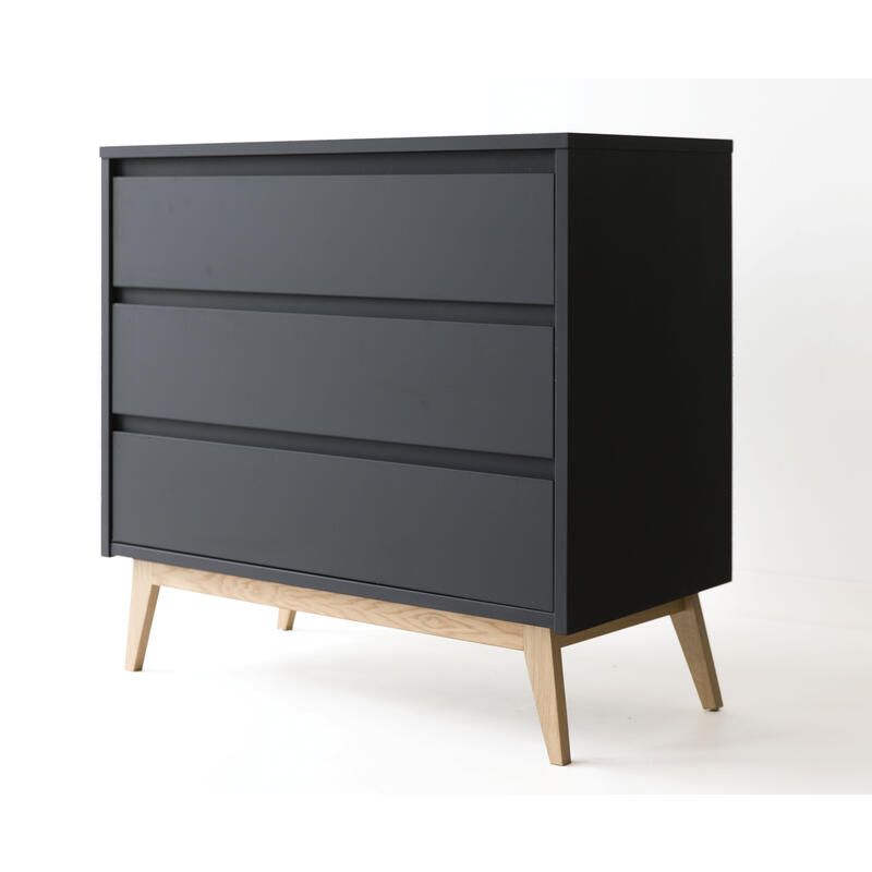 Commode à langer 3 tiroirs Pure Noir - pericles