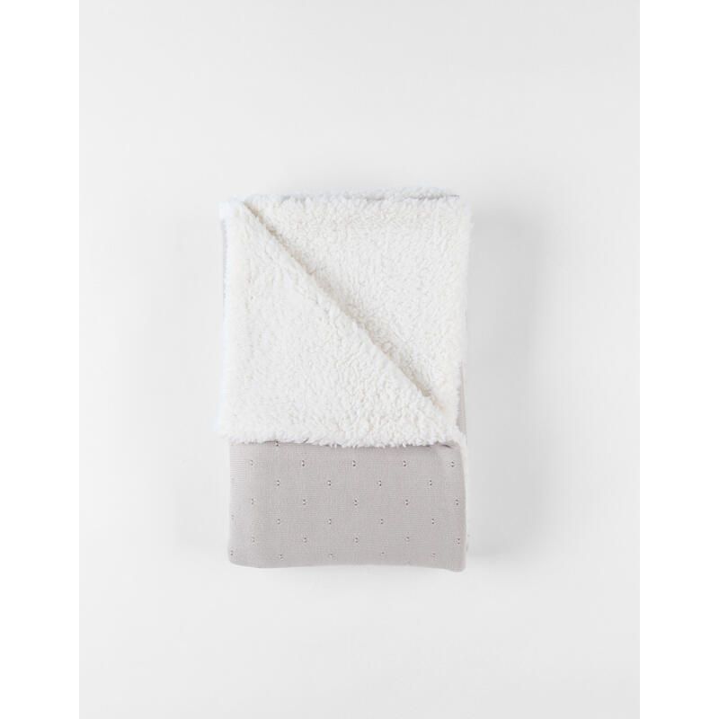 Mm24 Couverture Tricot Tender Beige Avec Sherpa 75x100 Mix Match 75x100 Cm Beige - noukie 's