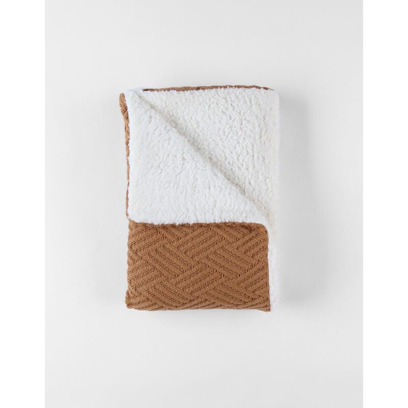 Mm24 Couverture Tricot Sweet Caramel Avec Sherpa 75x100 Mix Match 75x100 Cm Marron - noukie 's