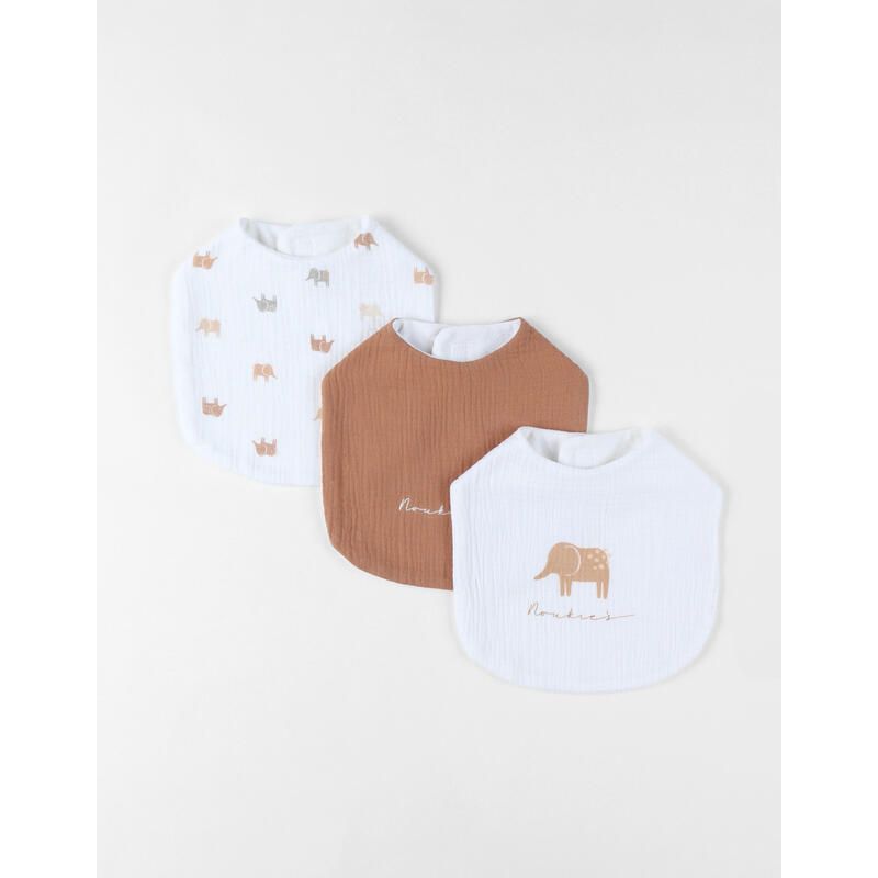 Bavoirs Mousseline Elephants X3 Mix Match - noukie 's
