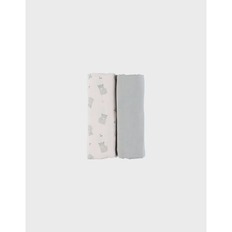 Langes Gaze De Coton Bio X2 Fluffy, Orso Lily 100x100cm Vert - noukie 's