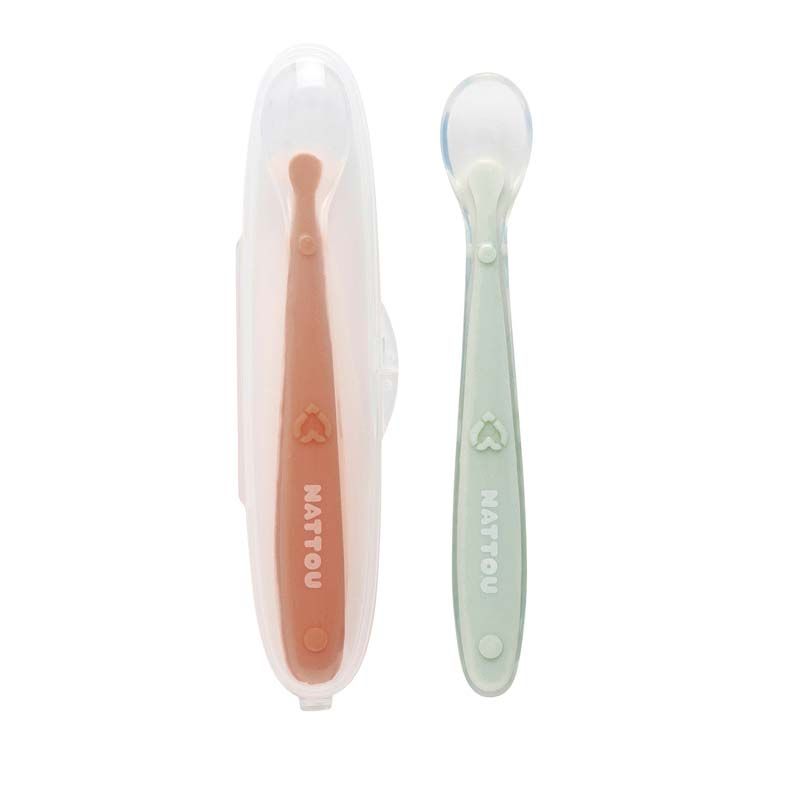 Set 2 Cuilleres + Etui Multicolore - nattou