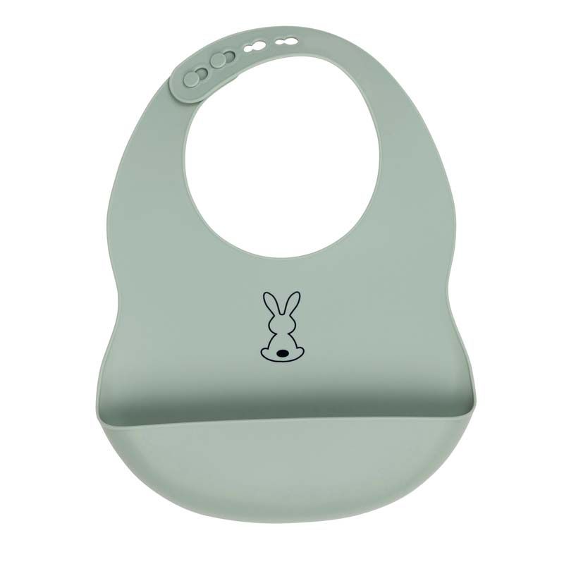  Bavoir en silicone imprimé lapin Vert - nattou