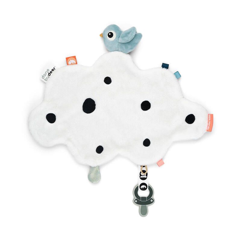 Doudou Plat Attache-sucette Happy Clouds Bleu - done by deer