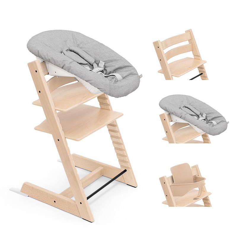 Chaise haute Tripp Trapp + Baby Set + Newborn Set Natural - stokke