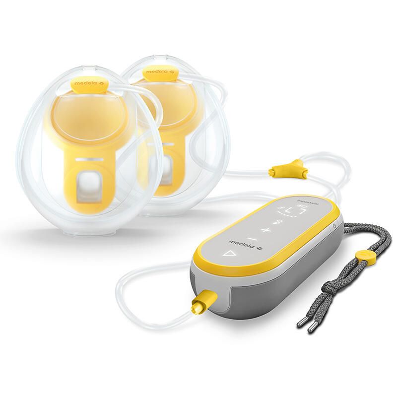 Tire-lait Electrique Double Freestyle Hands Free 21mm 24mm Gris Jaune Et Transparent - medela
