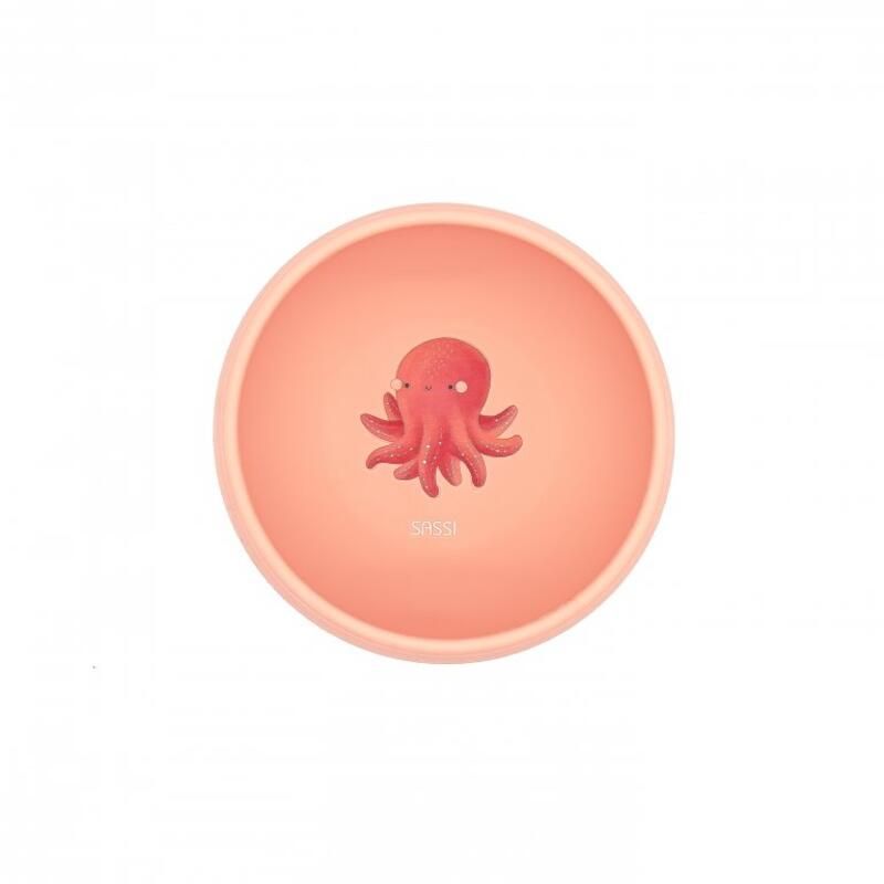 Bol en silicone à ventouse Slurpy la pieuvre Rose - sassi